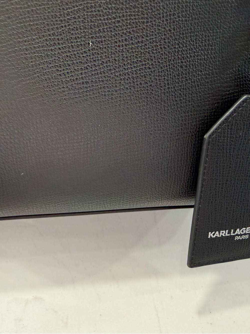 Karl Lagerfeld Black Textured Leather Men's Crossbody Bag with Branded Tag